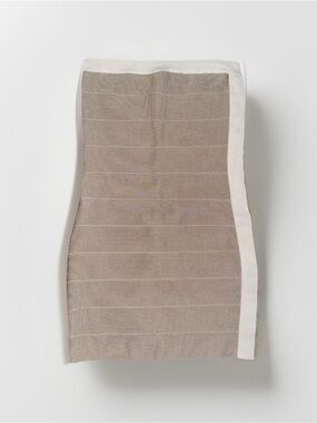 BB Dakota Strapless Taupe Mini Dress with White Trim